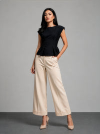 Pleated AirLinen™ Top - Black