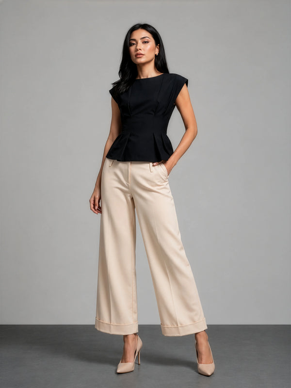 Pleated AirLinen™ Top - Black