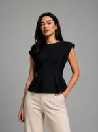 Pleated AirLinen™ Top - Black
