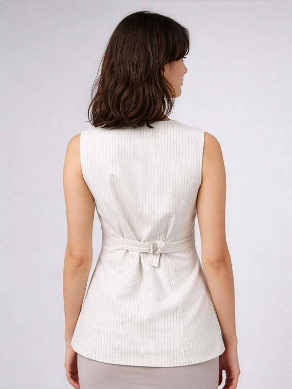 Linen Pinstripe Vest