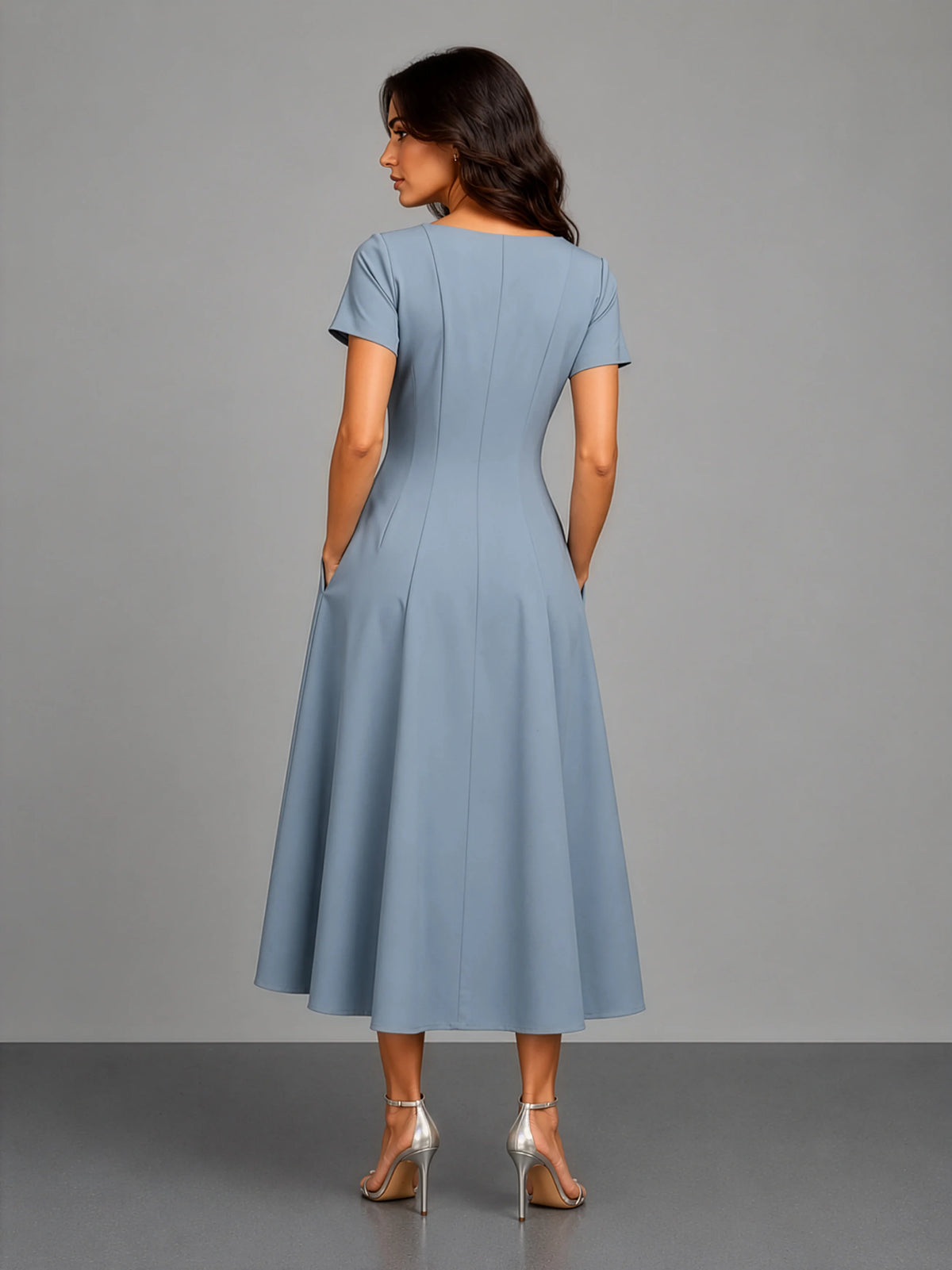 Essential Midi Dress in SoftSuit™ - Steel Blue