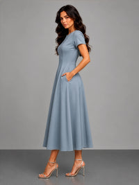 Essential Midi Dress in SoftSuit™ - Steel Blue