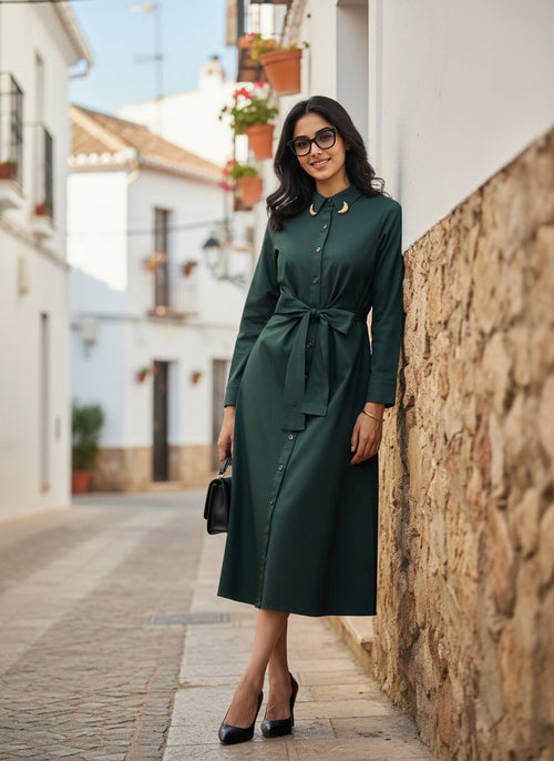 corp dress - cotton satin green