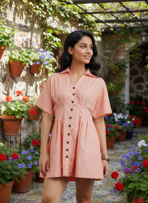 Cotton Dress - Peach Melon