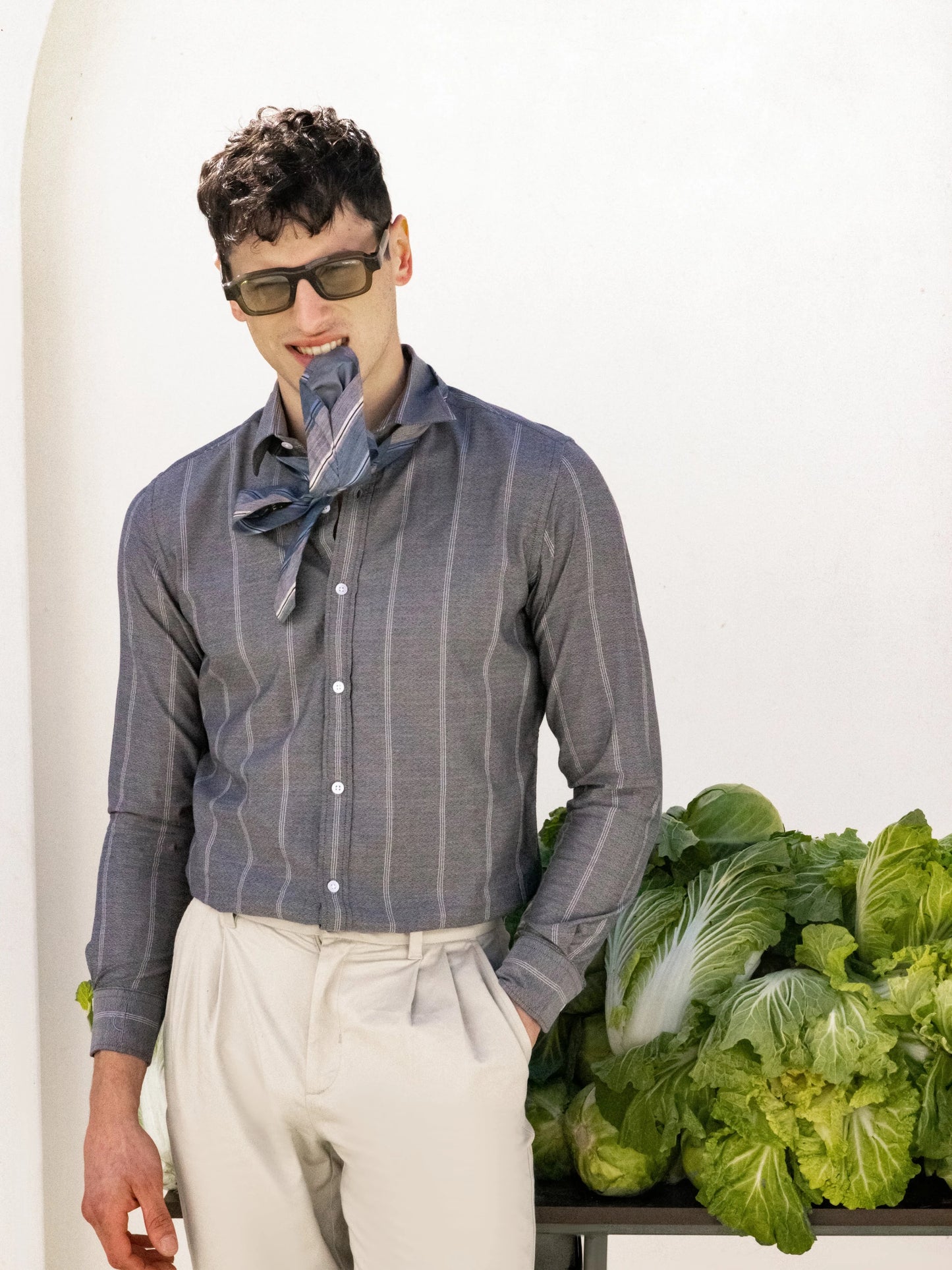 Montclair - Grey Cotton Slim Fit Shirt