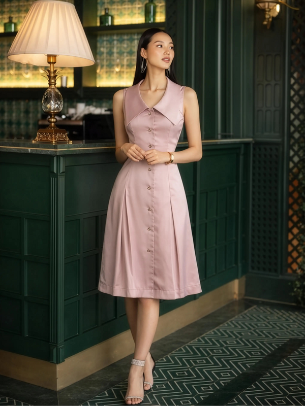 Rosé Satin Dress