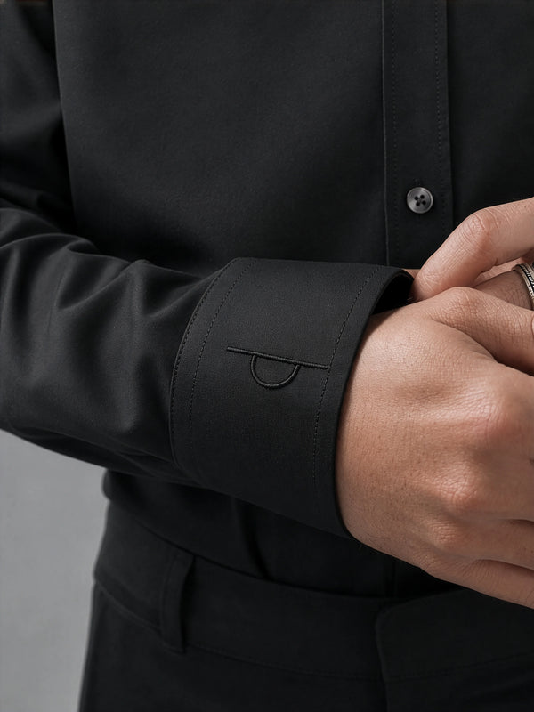 Black Satin - Regular Fit Cotton Shirt
