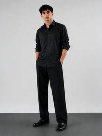 Black Satin - Regular Fit Cotton Shirt
