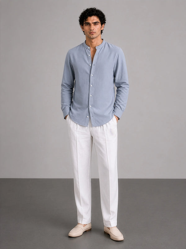 Mandarin AirLinen™ - Pastel Blue Regular Fit Shirt