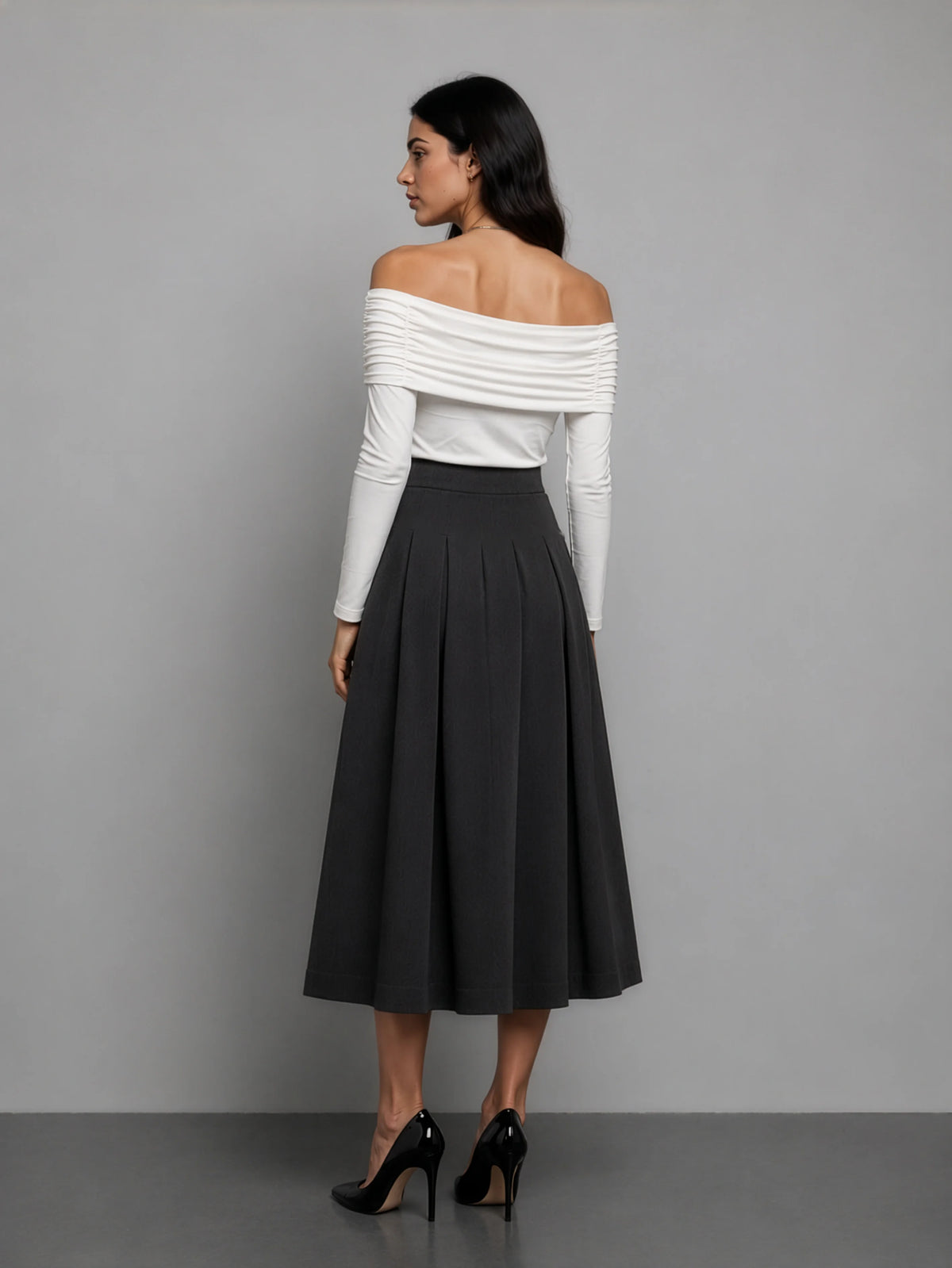 Off-Shoulder Knit Top - White