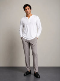 Bamboo Cotton Henley - White