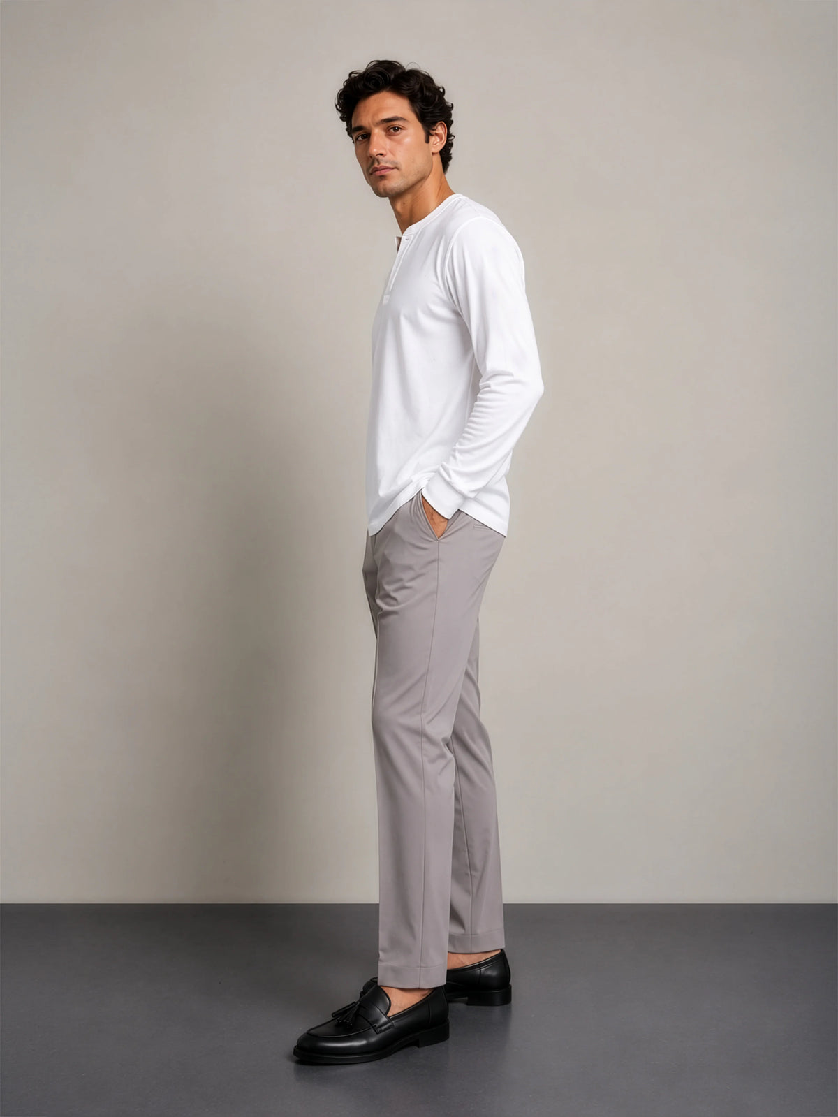 Bamboo Cotton Henley - White